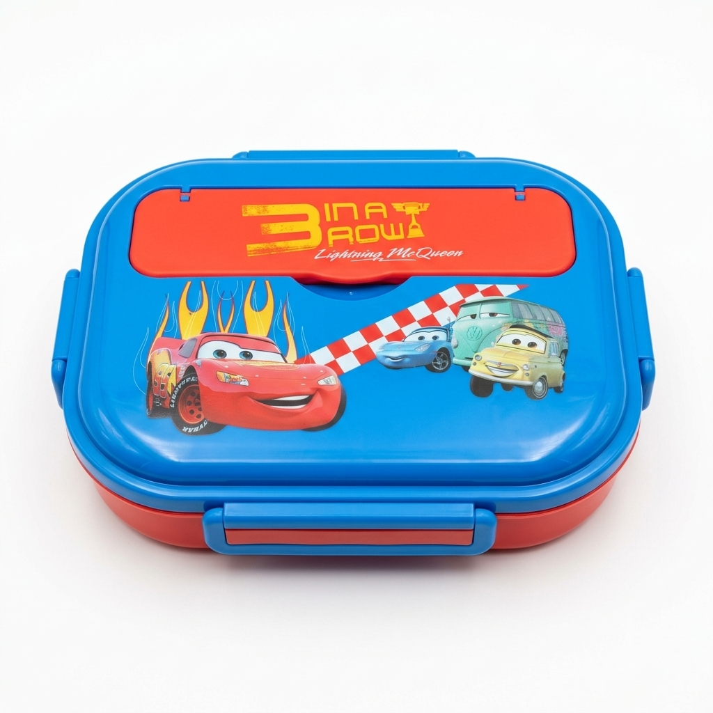 Bento Lunch Box with Stainless Steel Compartments, Spoon & Snack Container
