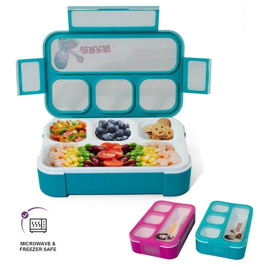 2 Pack, 4-Compartment Leakproof Lunch Containers for Toddlers 530ml 2 Colors