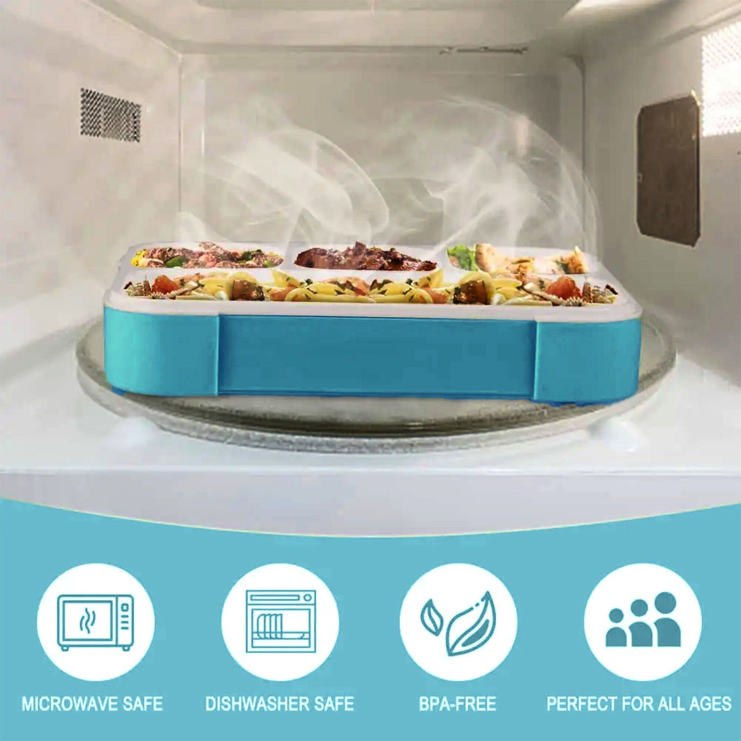 2 Pack, 4-Compartment Leakproof Lunch Containers for Toddlers 530ml 2 Colors