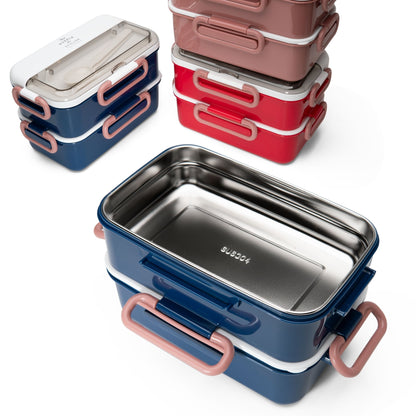 Due-Deck Stainless Steel Lunch Box - Leakproof 3 Compartment 1600 ml