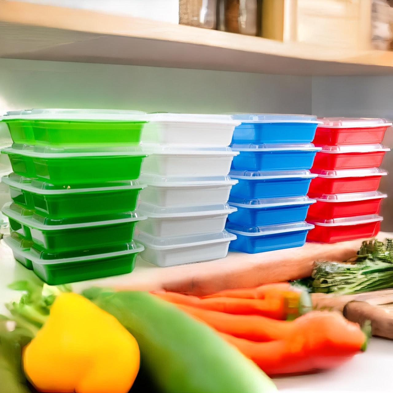 10 Pack 3-Compartment Reusable Meal Prep Containers White [942ml] - Jugglebox Australia