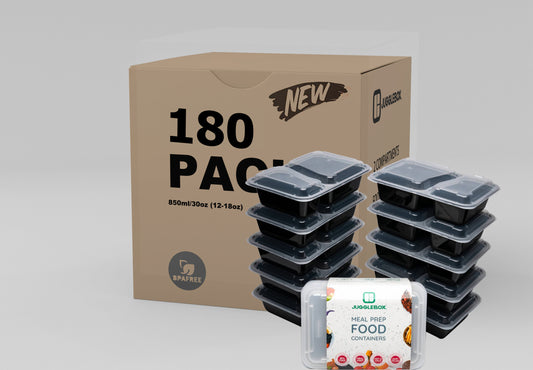 180 X Two Compartment Meal Prep Container Bulk Saving Pack