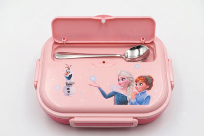 Bento Lunch Box with Stainless Steel Compartments, Spoon & Snack Container
