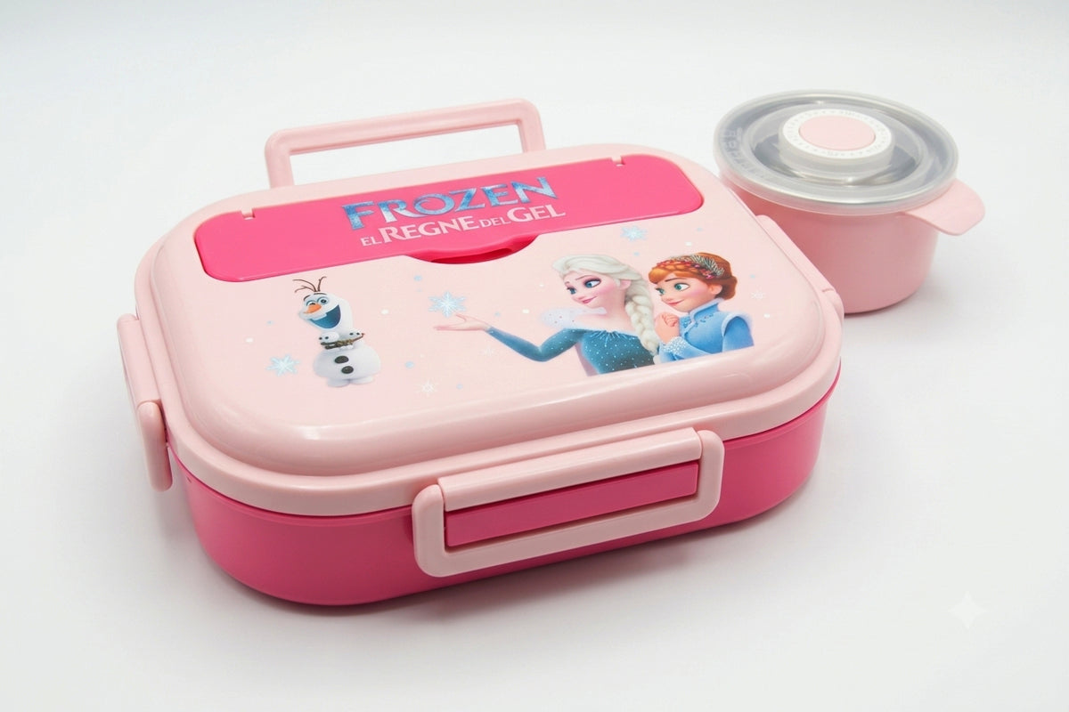 Bento Lunch Box with Stainless Steel Compartments, Spoon & Snack Container