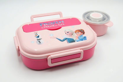 Bento Lunch Box with Stainless Steel Compartments, Spoon & Snack Container