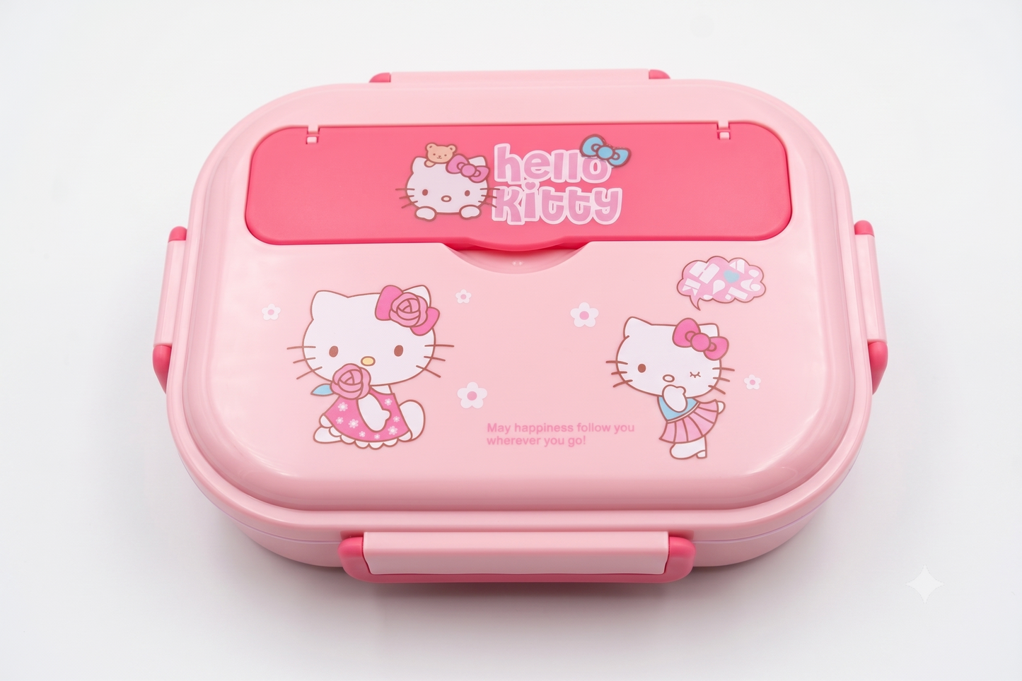 Bento Lunch Box with Stainless Steel Compartments, Spoon & Snack Container