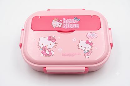 Bento Lunch Box with Stainless Steel Compartments, Spoon & Snack Container