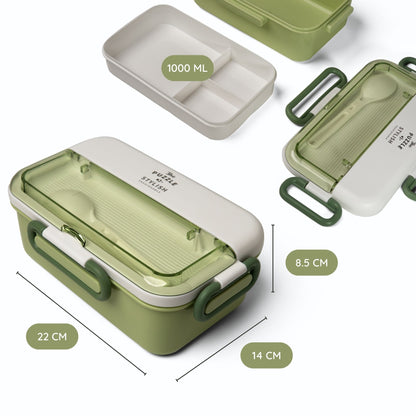 Compact 3-Compartment Bento Lunch Box 1100ml