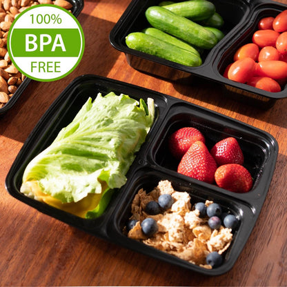  [20 Pack] 3 Compartment Meal Prep Containers BPA Free