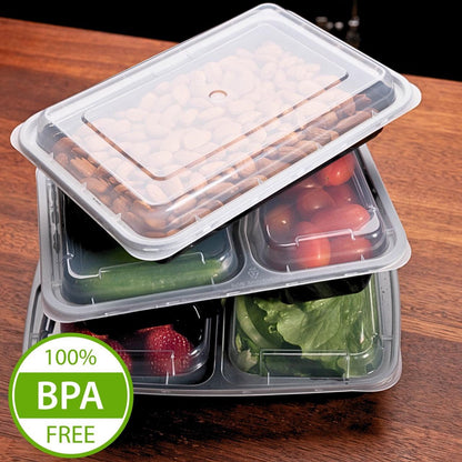 30 Pack 1-Compartment Reusable Meal Prep Containers Black [800ml] - Jugglebox Australia