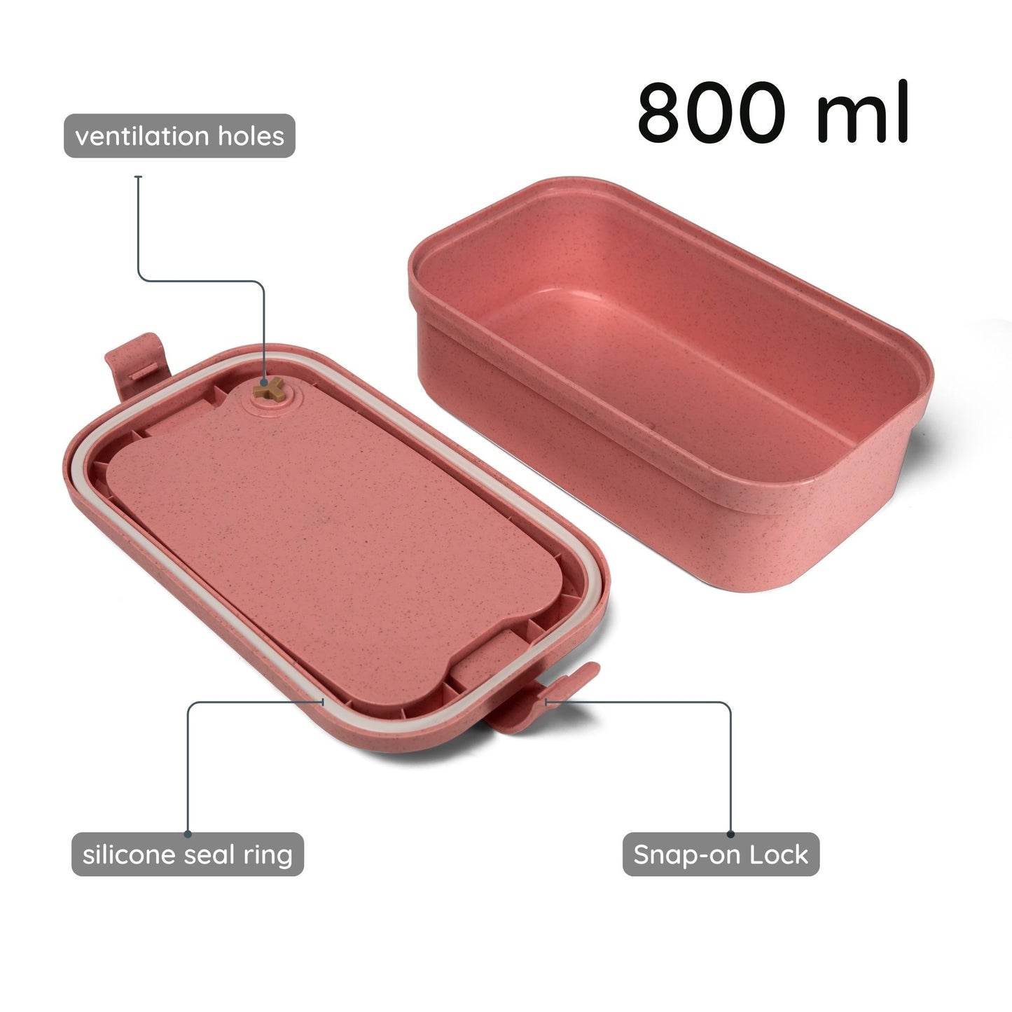 2 Pack Portable Bento Box Lunch Container with Cutlery - 800ml