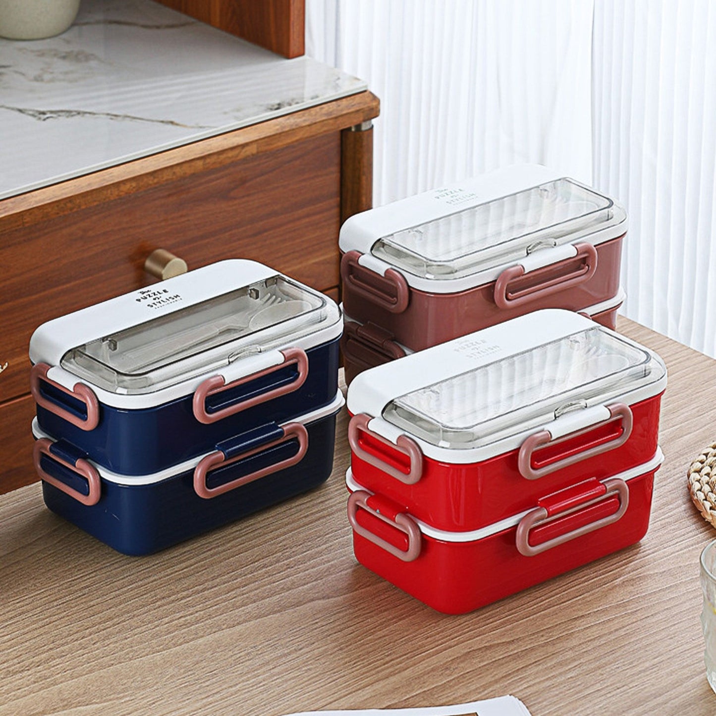 Due-Deck Stainless Steel Lunch Box - Leakproof 3 Compartment 1600 ml