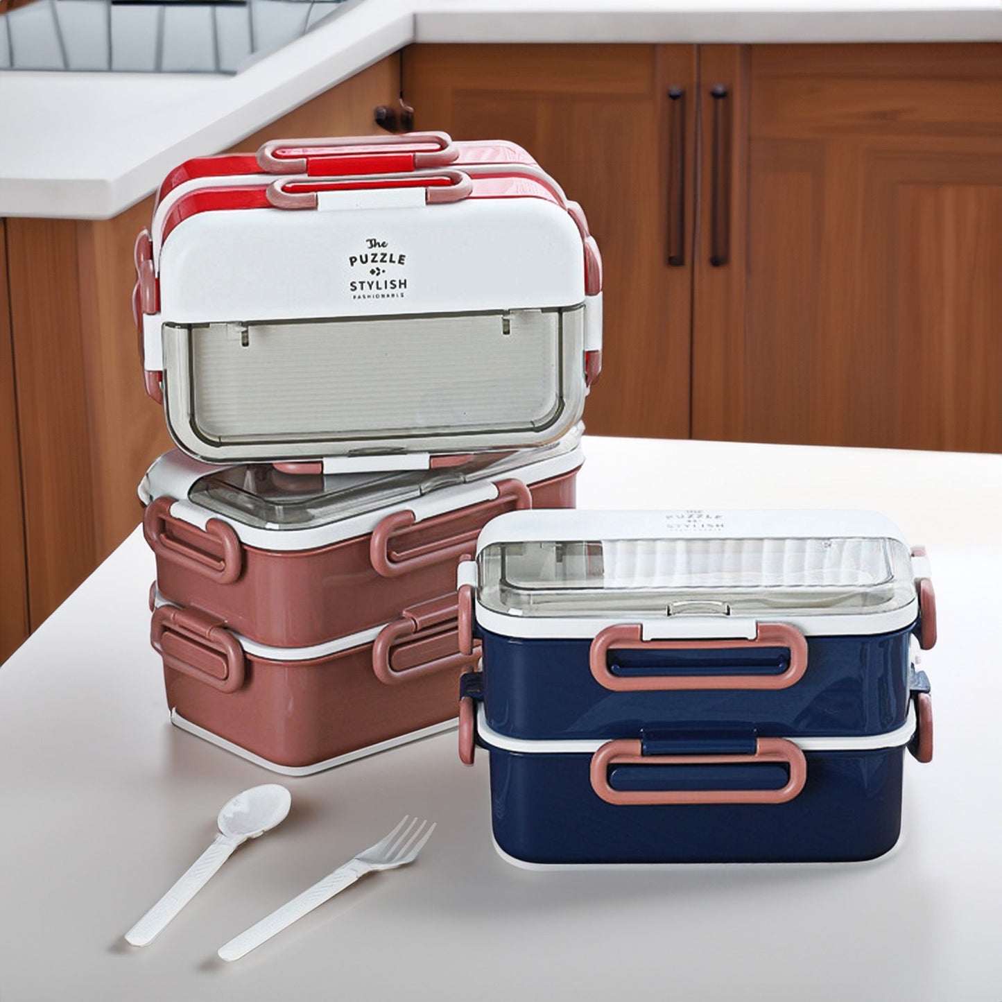 Due-Deck Stainless Steel Lunch Box - Leakproof 3 Compartment 1600 ml