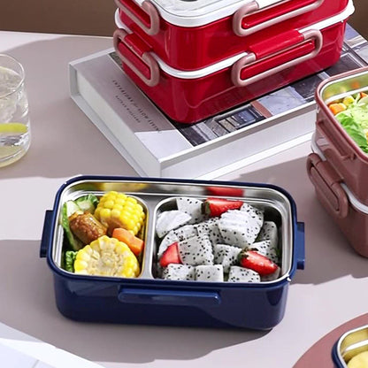 Due-Deck Stainless Steel Lunch Box - Leakproof 3 Compartment 1600 ml