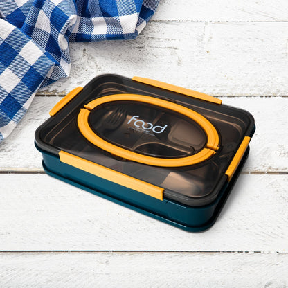 3-Compartment Stainless Steel Lunch Box with Leak-Proof Lid 1000 ml
