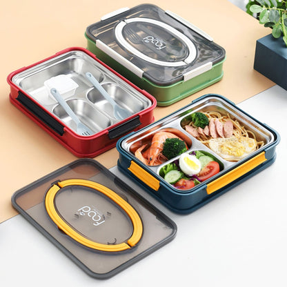 Flat Design Stainless Steel Lunch Box with Leak-Proof Lid 1000 ml