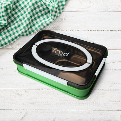 3-Compartment Stainless Steel Lunch Box with Leak-Proof Lid 1000 ml