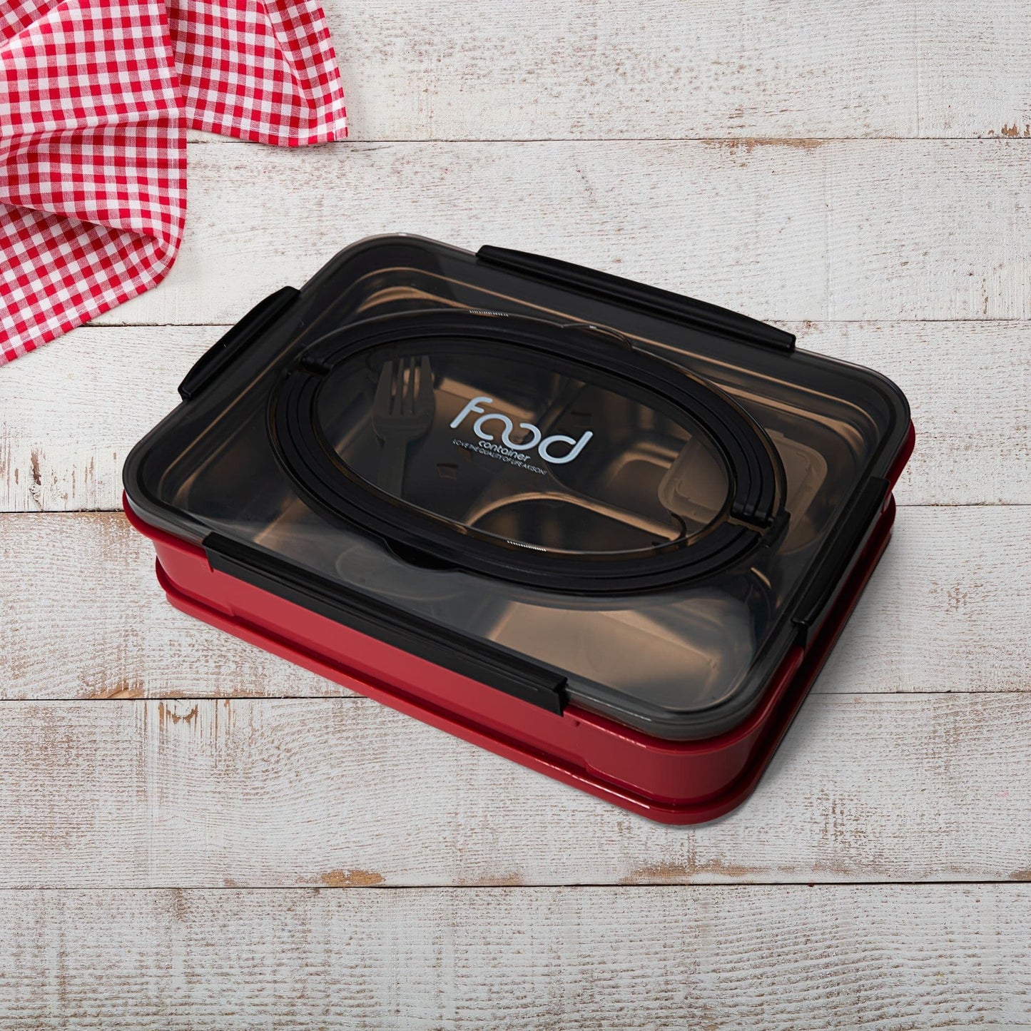 Flat Design Stainless Steel Lunch Box with Leak-Proof Lid 1000 ml