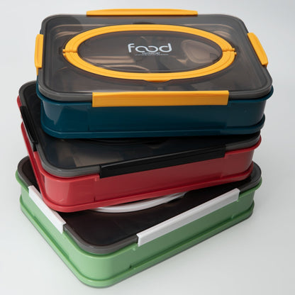 3-Compartment Stainless Steel Lunch Box with Leak-Proof Lid 1000 ml