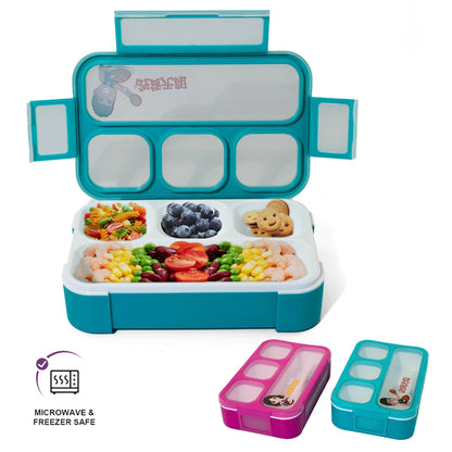 2 Pack, 4-Compartment Leakproof Lunch Containers for Toddlers 530ml 2 Colors