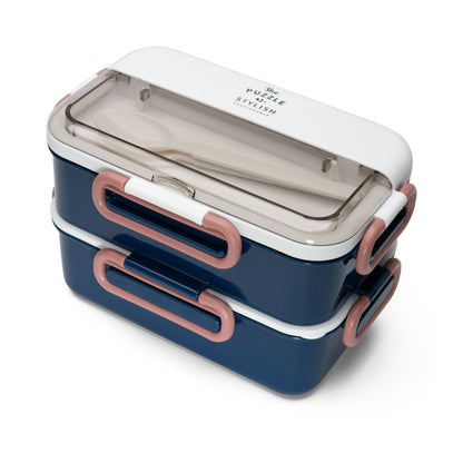 Due-Deck Stainless Steel Lunch Box - Leakproof 3 Compartment 1600 ml