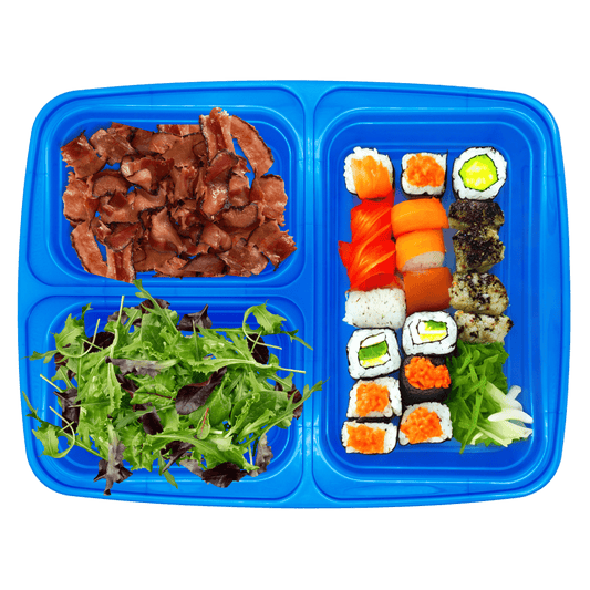 10 Pack 3-Compartment Reusable Meal Prep Containers Blue [942ml] - Jugglebox Australia