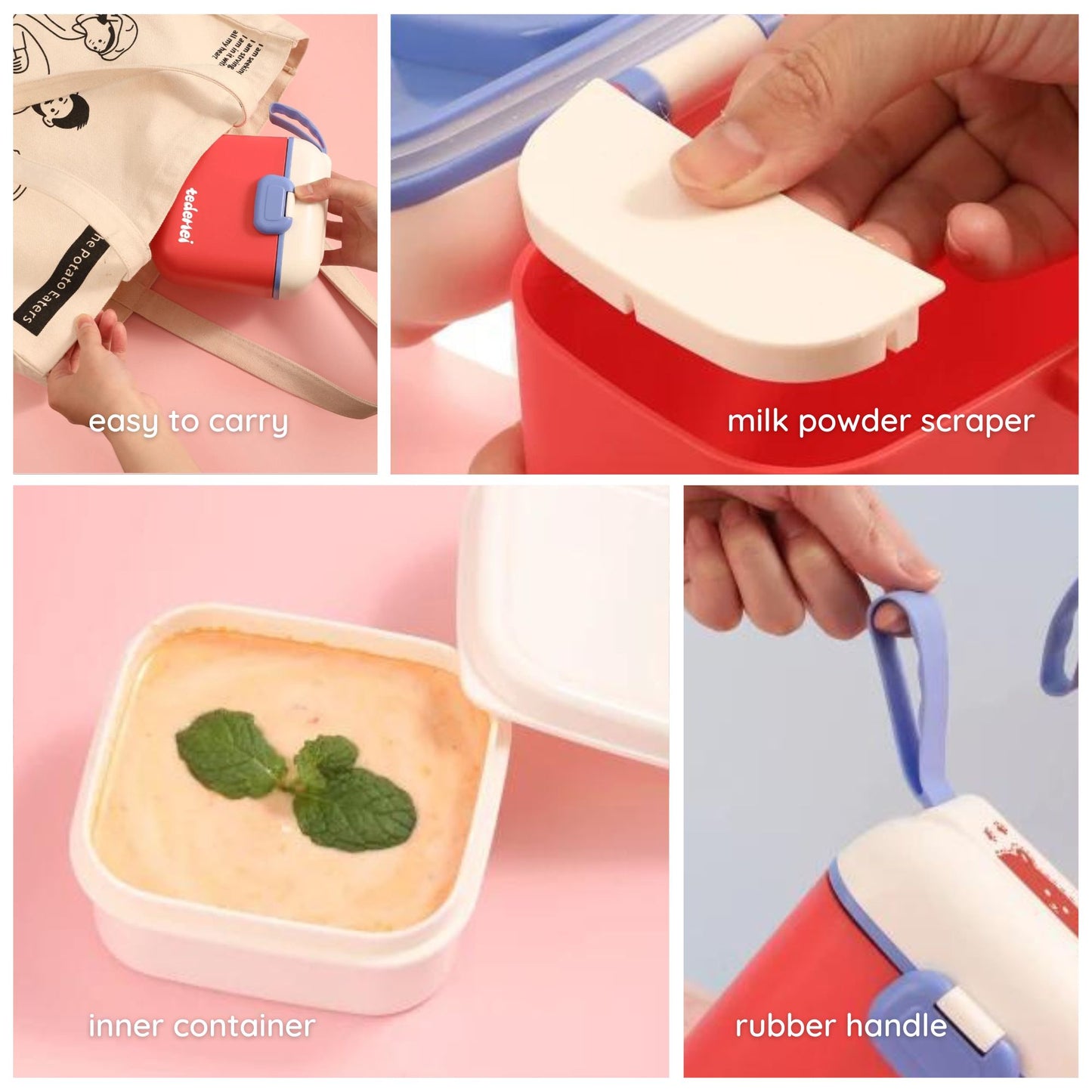 Cute Portable Snack Container with Separate Compartments and Accessories - Available in 450ml and 800ml Sizes