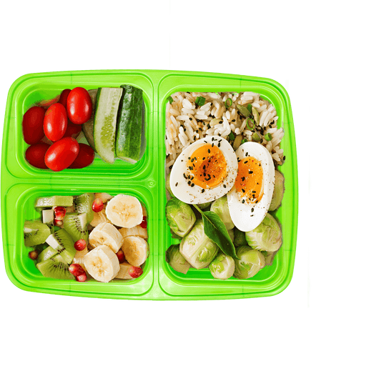 10 Pack 3-Compartment Reusable Meal Prep Containers Green [942ml] - Jugglebox Australia