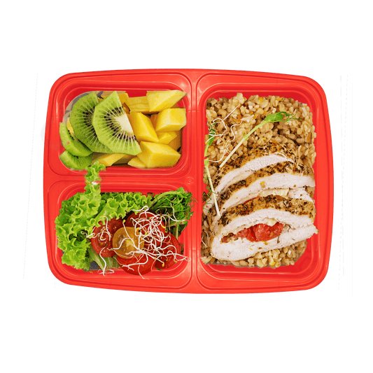 10 Pack 3-Compartment Reusable Meal Prep Containers Red [942ml] - Jugglebox Australia
