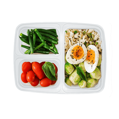 10 Pack 3-Compartment Reusable Meal Prep Containers White [942ml] - Jugglebox Australia