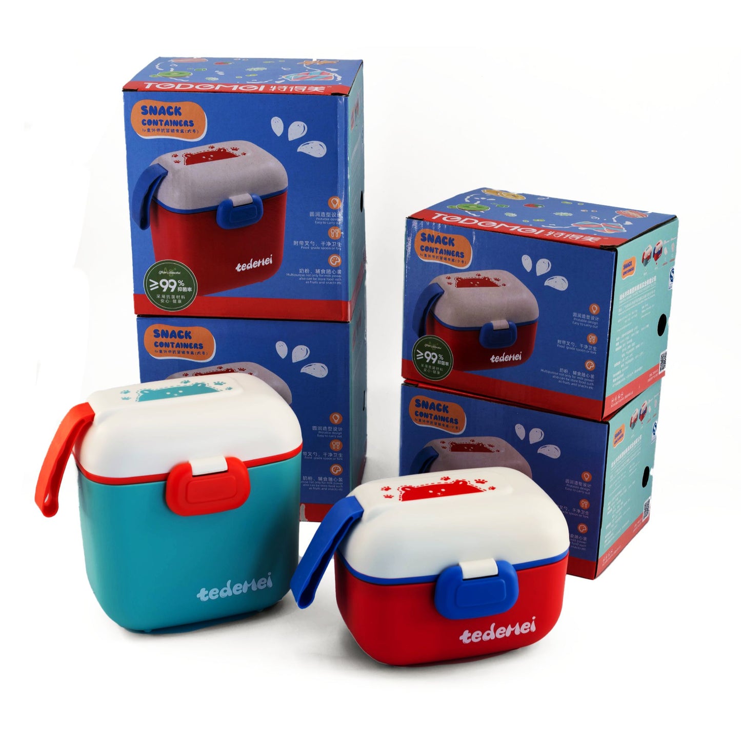 Cute Portable Snack Container with Separate Compartments and Accessories - Available in 450ml and 800ml Sizes