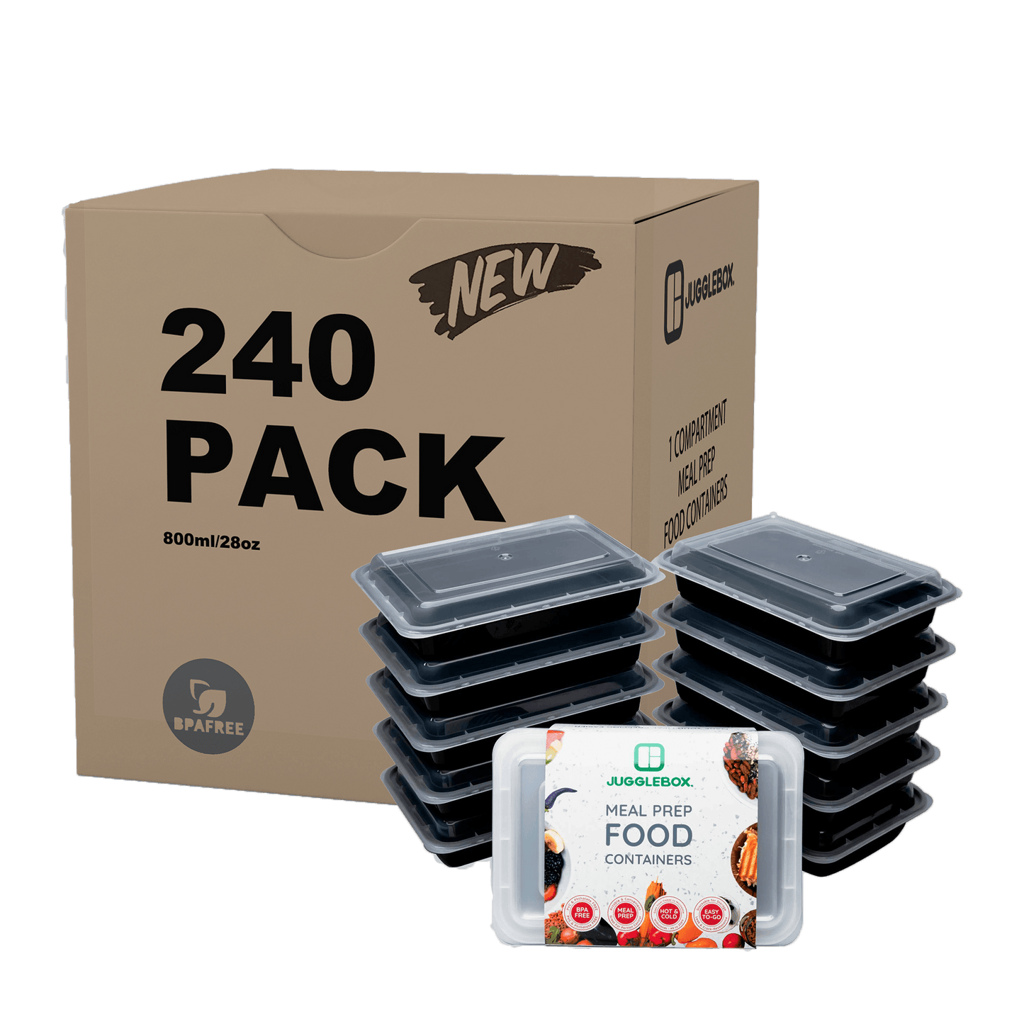 240 X Single Compartment Meal Prep Containers Bulk Saving Pack - Jugglebox Australia