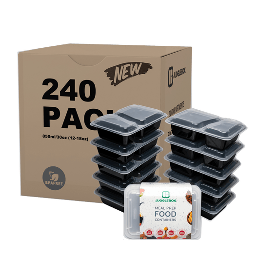 240 X Two Compartment Meal Prep Container Bulk Saving Pack - Jugglebox Australia