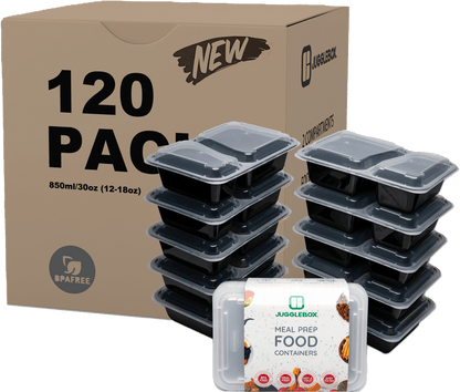 120x New Version Two Compartment Meal Prep Containers Bulk Save Pack - Jugglebox Australia