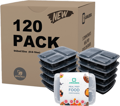 120x New Version Three Compartment Meal Prep Containers Bulk Save Pack - Jugglebox Australia