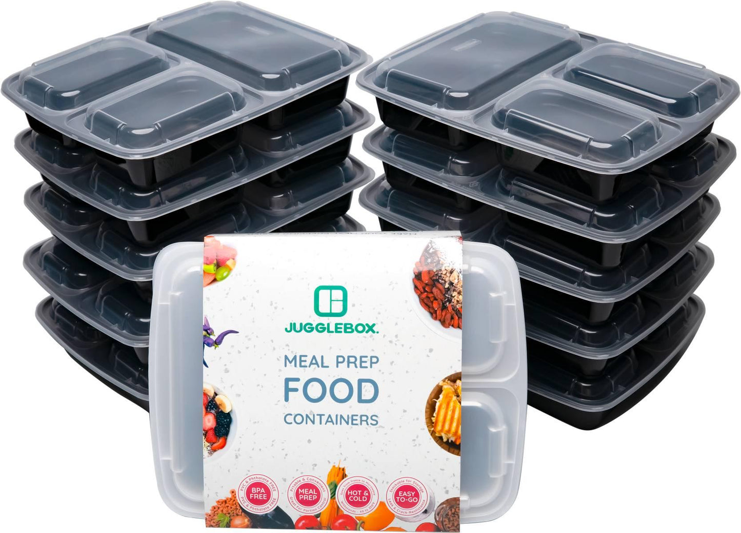 120x New Version Three Compartment Meal Prep Containers Bulk Save Pack - Jugglebox Australia